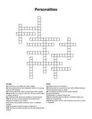 Personalities crossword puzzle