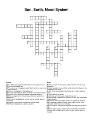 Sun, Earth, Moon System crossword puzzle