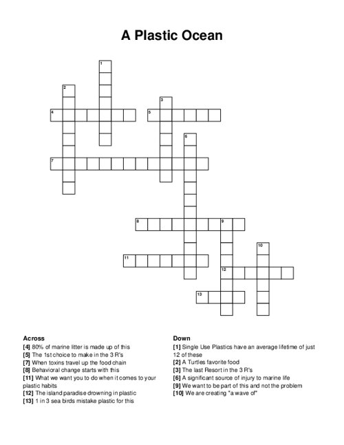 A Plastic Ocean Crossword Puzzle