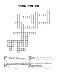 Archery / Ping Pong crossword puzzle