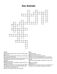 Zoo Animals crossword puzzle