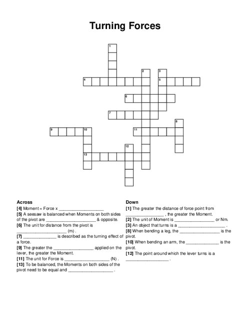Turning Forces Crossword Puzzle