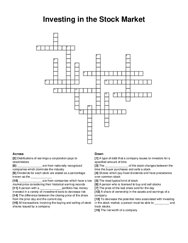 Investing in the Stock Market crossword puzzle