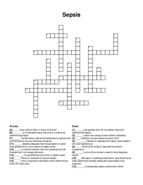 Sepsis Crossword Puzzle