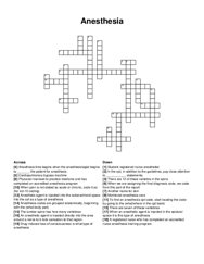 Anesthesia crossword puzzle