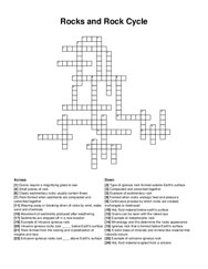 Rocks and Rock Cycle crossword puzzle