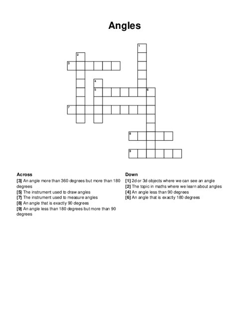 Angles Crossword Puzzle