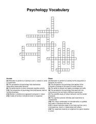 Psychology Vocabulary crossword puzzle