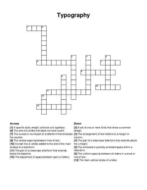 Typography Crossword Puzzle