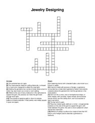 Jewelry Designing crossword puzzle