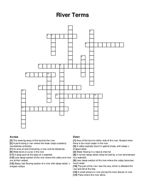 River Terms Crossword Puzzle