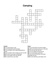 Camping crossword puzzle
