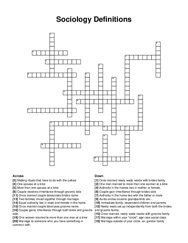 Sociology Definitions crossword puzzle