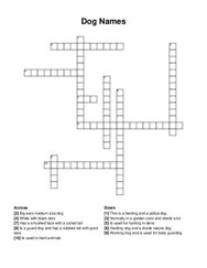 Dog Names crossword puzzle