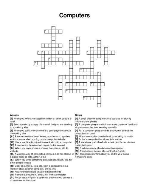 Computers Crossword Puzzle