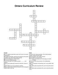 Ontaro Curriculum Review crossword puzzle