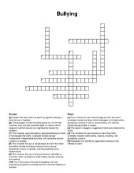 Bullying crossword puzzle