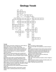 Geology Vocab crossword puzzle