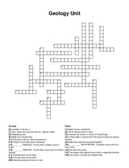 Geology Unit crossword puzzle