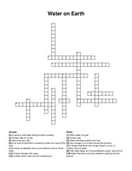 Water on Earth crossword puzzle