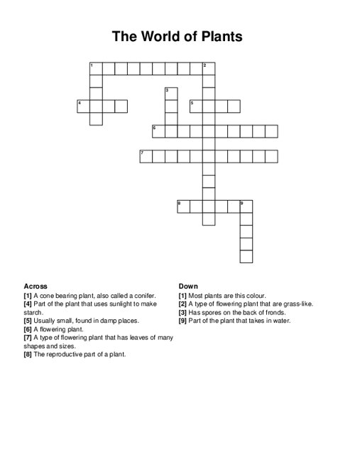 The World of Plants Crossword Puzzle