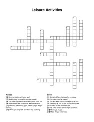 Leisure Activities crossword puzzle