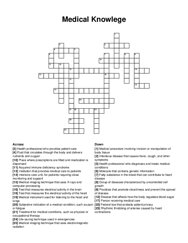 Medical Knowlege crossword puzzle