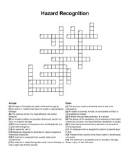 Hazard Recognition crossword puzzle