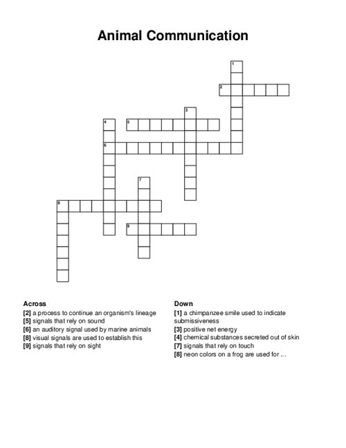 Animal Communication Crossword Puzzle