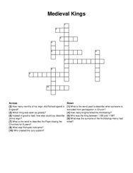 Medieval Kings crossword puzzle