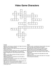 Video Game Characters crossword puzzle