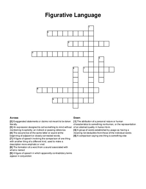 Figurative Language Crossword
