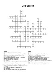 Job Search crossword puzzle