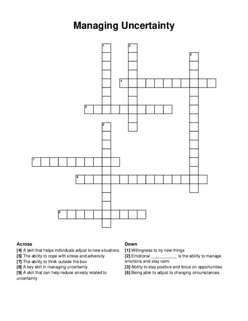 Managing Uncertainty Crossword Puzzle