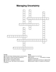 Managing Uncertainty crossword puzzle
