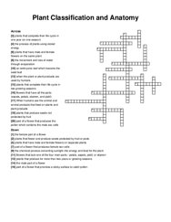 Plant Classification and Anatomy crossword puzzle
