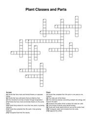 Plant Classes and Parts crossword puzzle