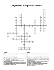 Hydraulic Pumps and Motors crossword puzzle