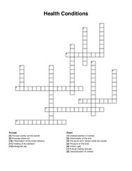 Health Conditions crossword puzzle