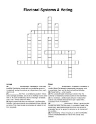 Electoral Systems & Voting crossword puzzle