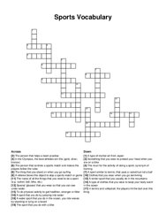Sports Vocabulary crossword puzzle