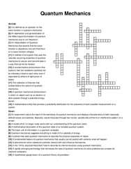 Quantum Mechanics crossword puzzle