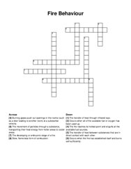 Fire Behaviour crossword puzzle