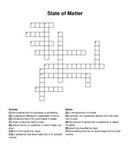 State of Matter crossword puzzle