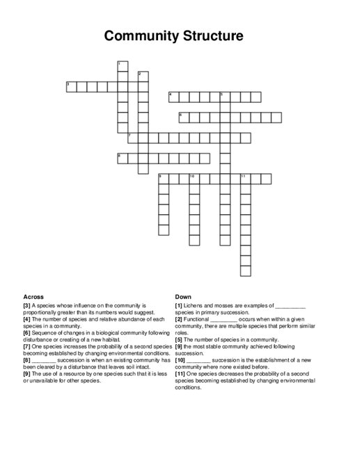 Community Structure Crossword Puzzle