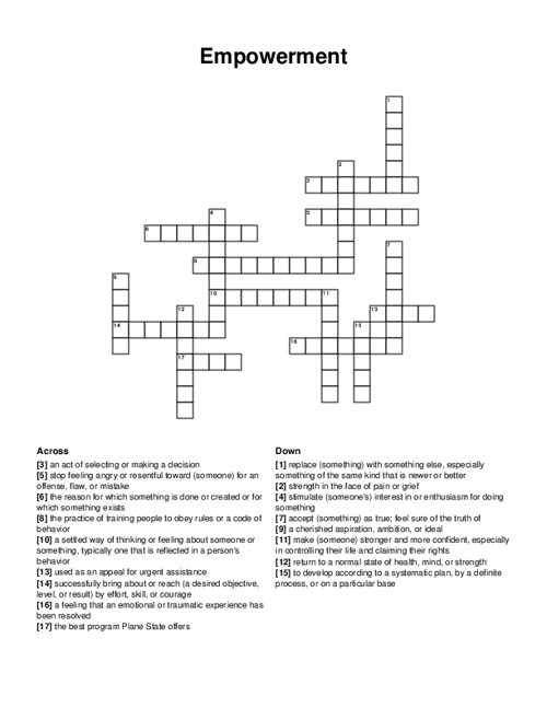 Empowerment Crossword Puzzle