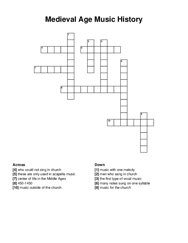 Medieval Age Music History crossword puzzle