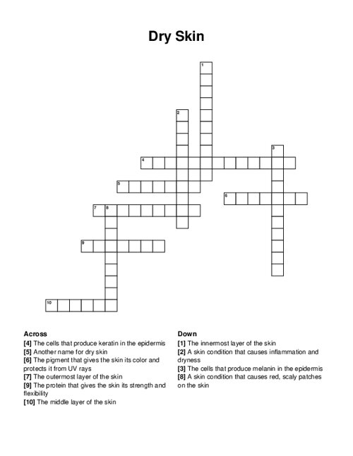Dry Skin Crossword Puzzle