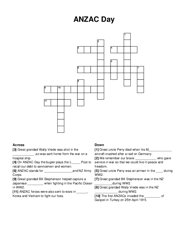 ANZAC Day crossword puzzle