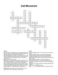 Cell Movement crossword puzzle